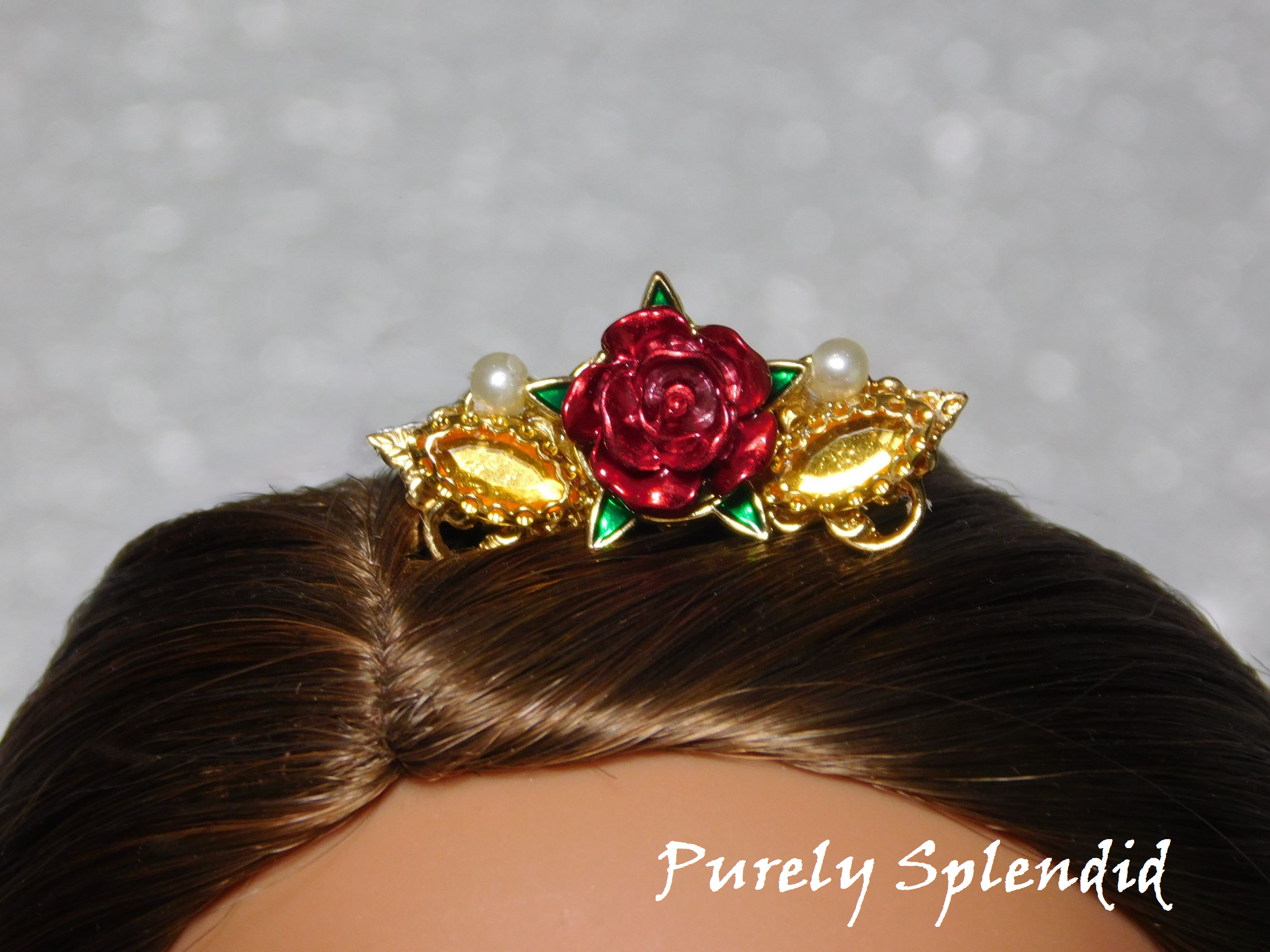 Belle Crown shown worn by an 18 inch doll