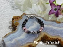Load image into Gallery viewer, Black Lava and Pink Bracelet
