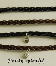 Load image into Gallery viewer, Black or Brown Braided Bracelet with or without a Skull Charm
