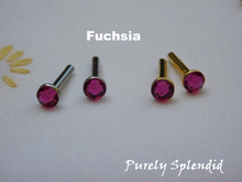 Load image into Gallery viewer, Fuchsia 2mm Stud Earrings in either silver or gold base
