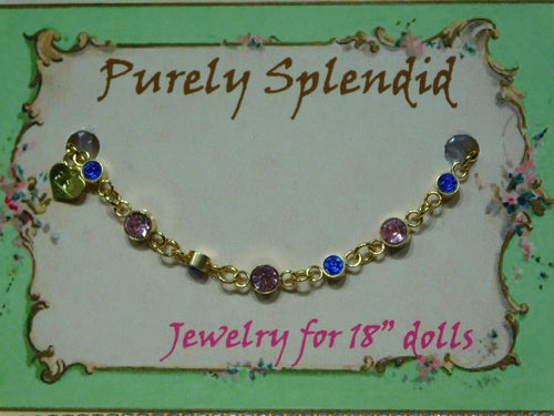 Create Your Own Colorful Sparkling Gold Bracelet with Dark Purple Small Stones and Light Pink Medium Stones