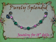Load image into Gallery viewer, Create Your Own Colorful Sparkling Silver Bracelet with Dark Pink Small Stones and Green Medium Stones
