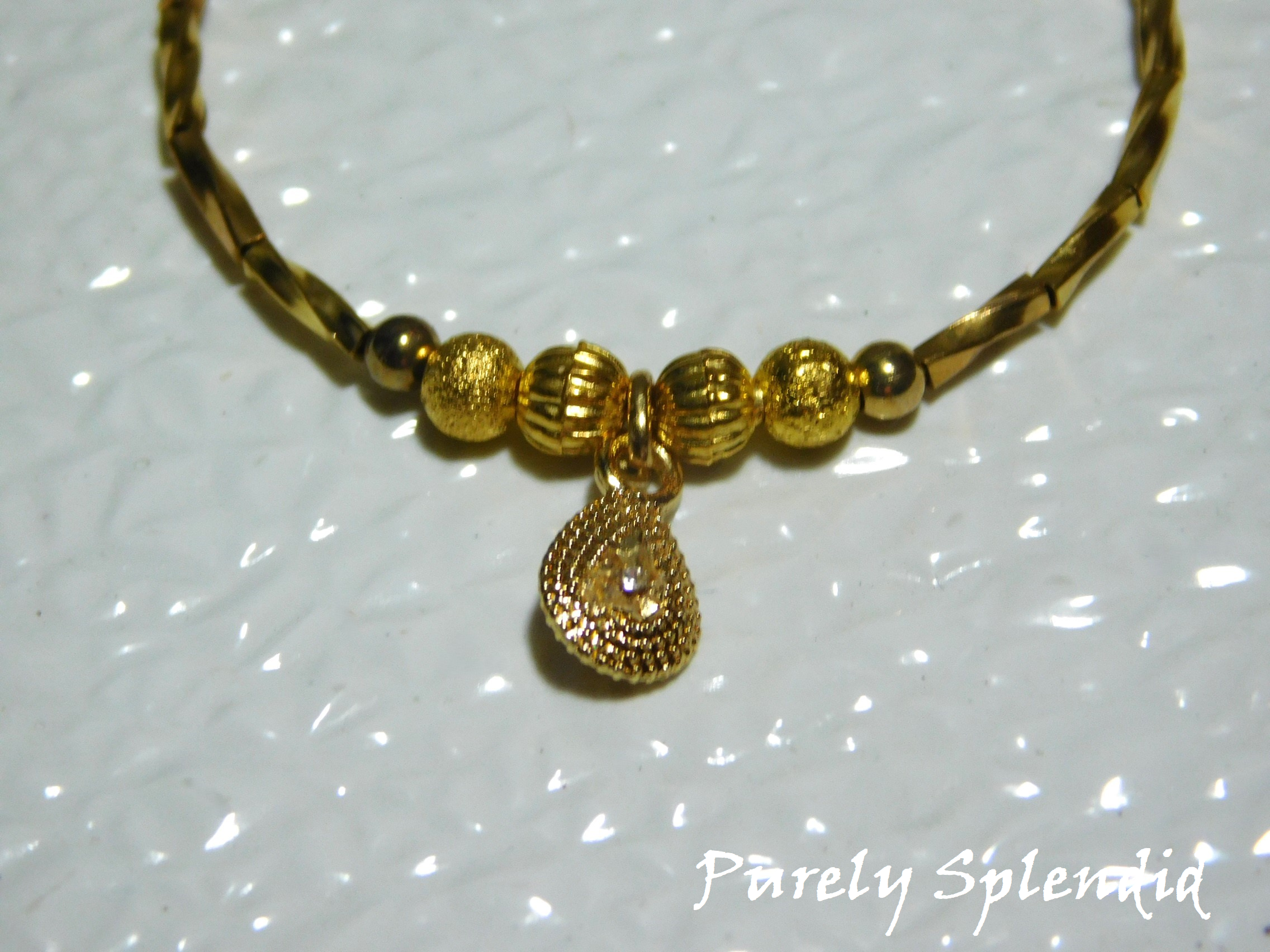Gold Stacking Bracelet with Teardrop Charm