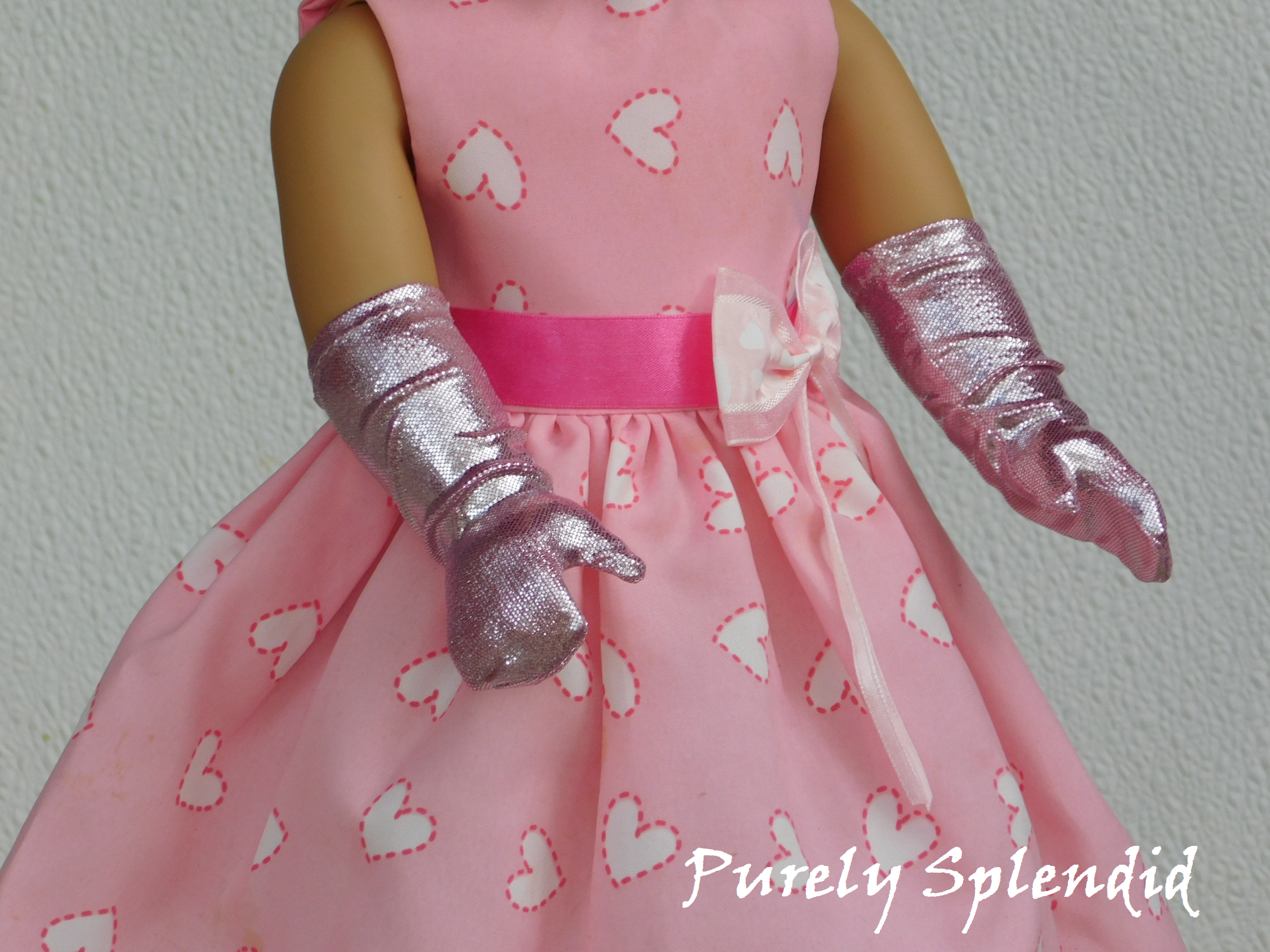 Icy Pink Gloves shown on an 18 inch doll