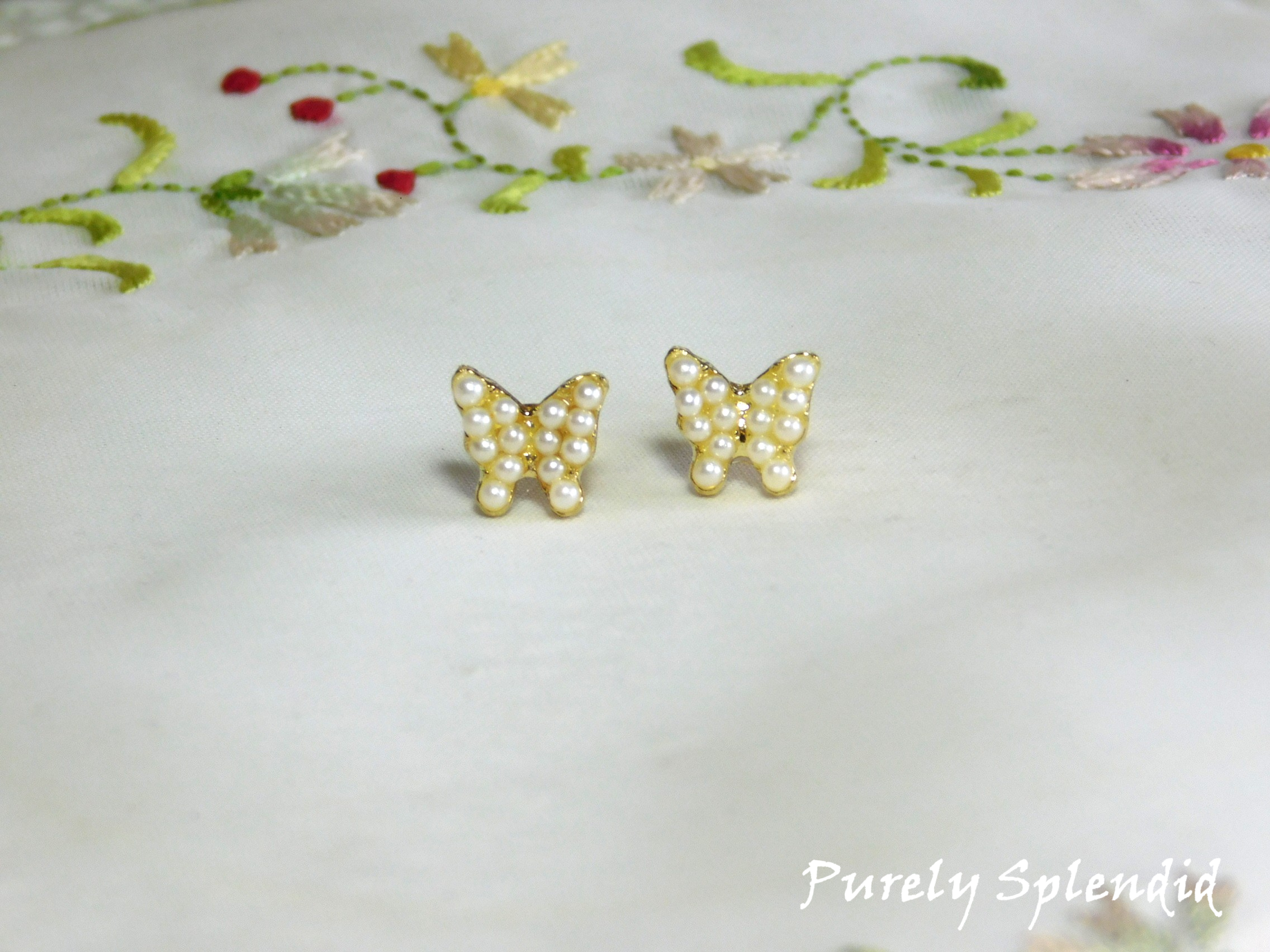 Pearl Butterfly 2mm Studs for dolls