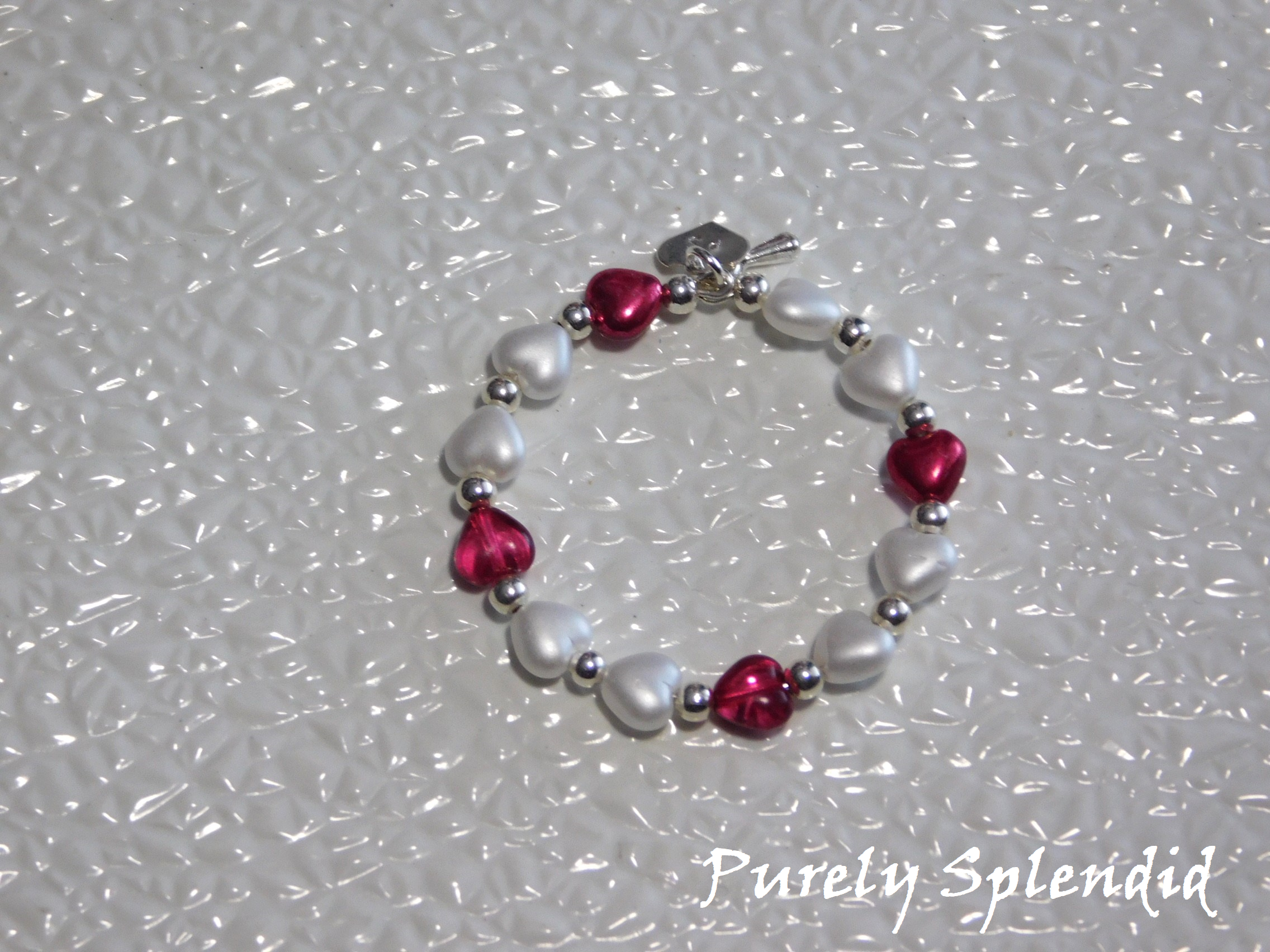 Glass White Pearl and Pink Beaded bracelet for 18 inch dolls