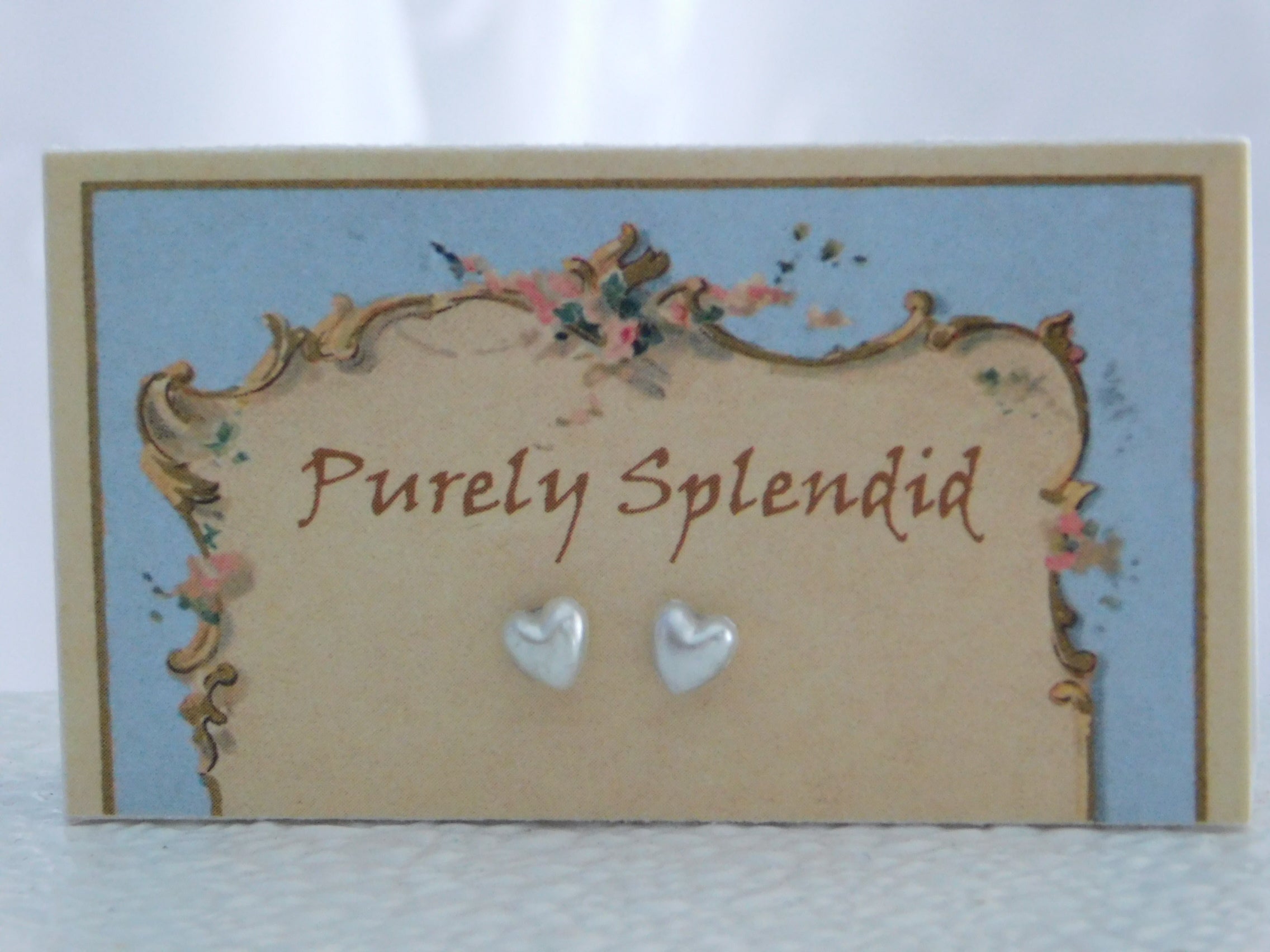 Pearl Heart Studs for dolls who wear 2mm studs