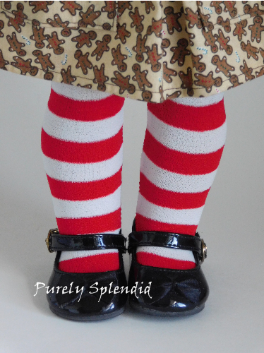 Red and White Striped Tights for 18 inch dolls
