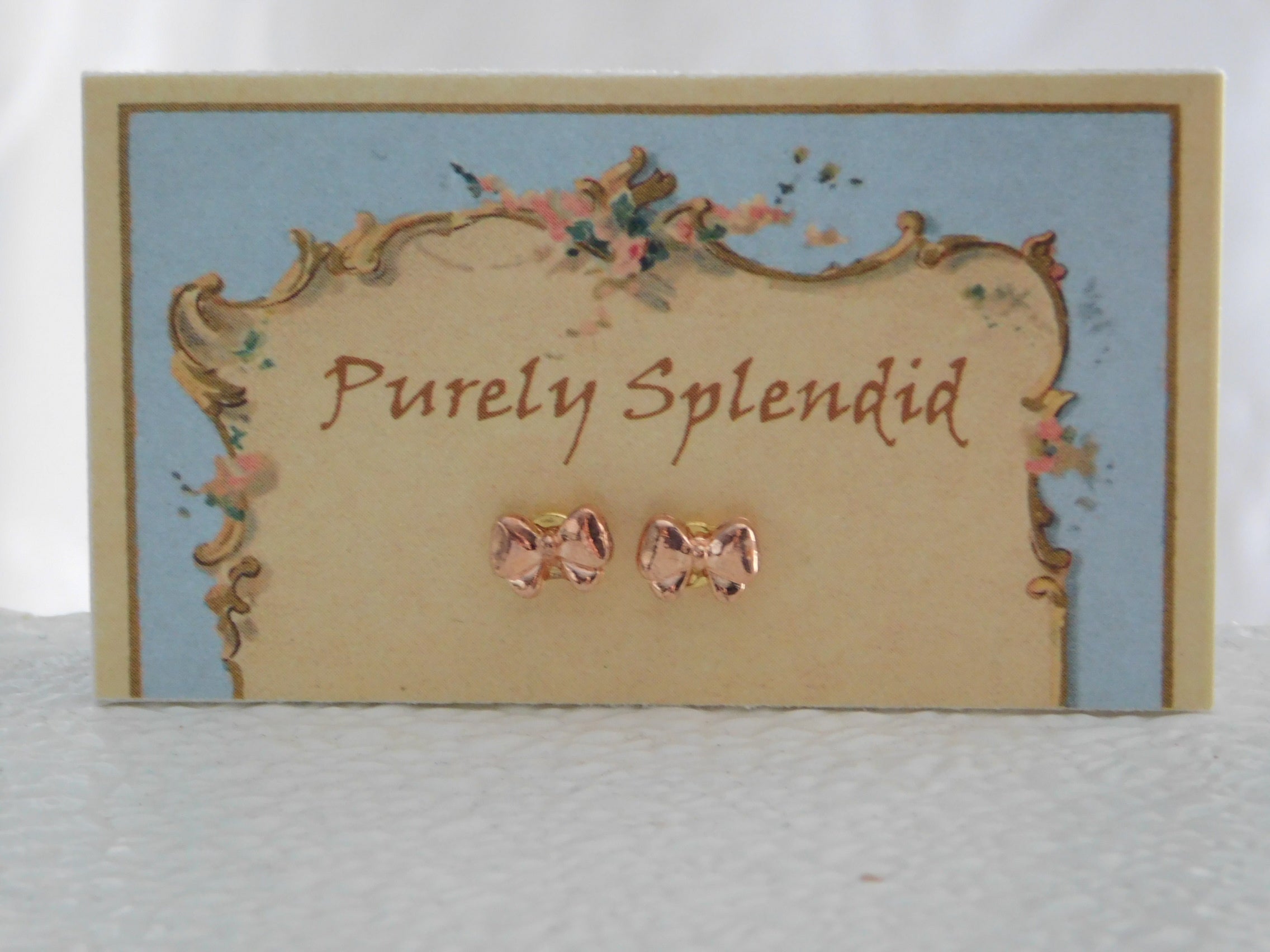 Rose Gold Bow Stud Earrings for dolls