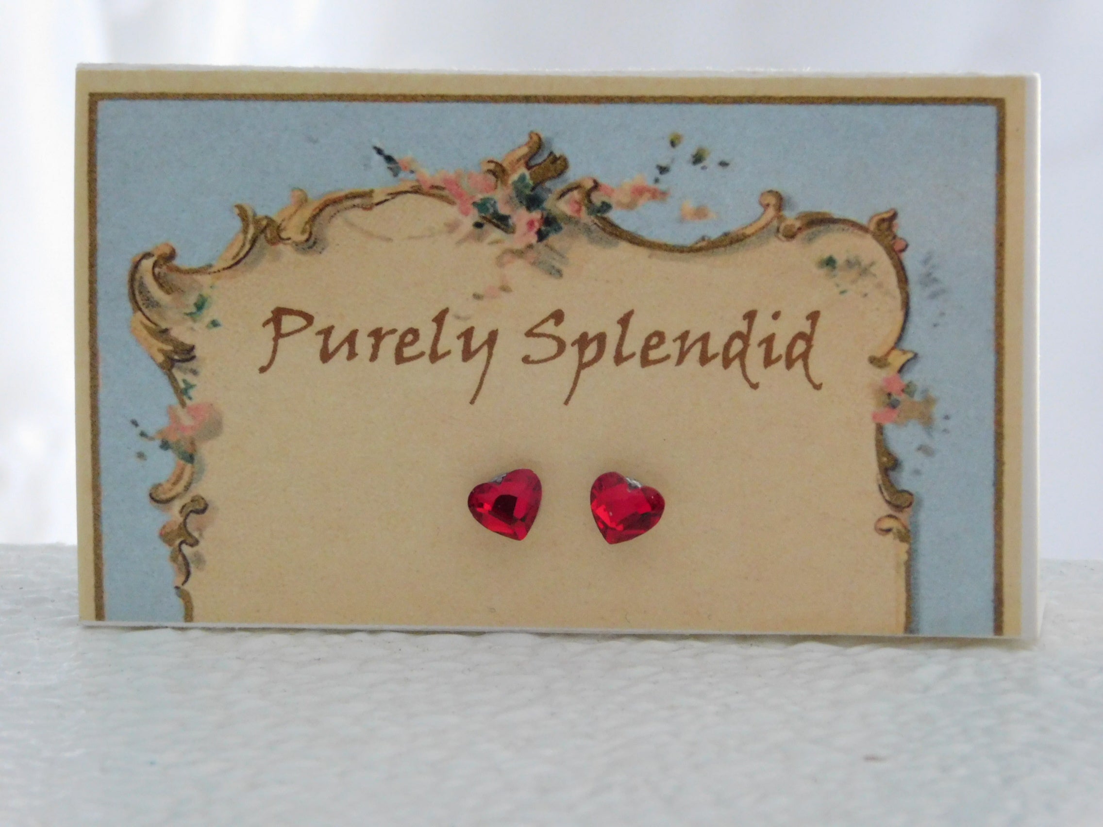 Sparkling Red Heart Studs for dolls who wear 2mm studs