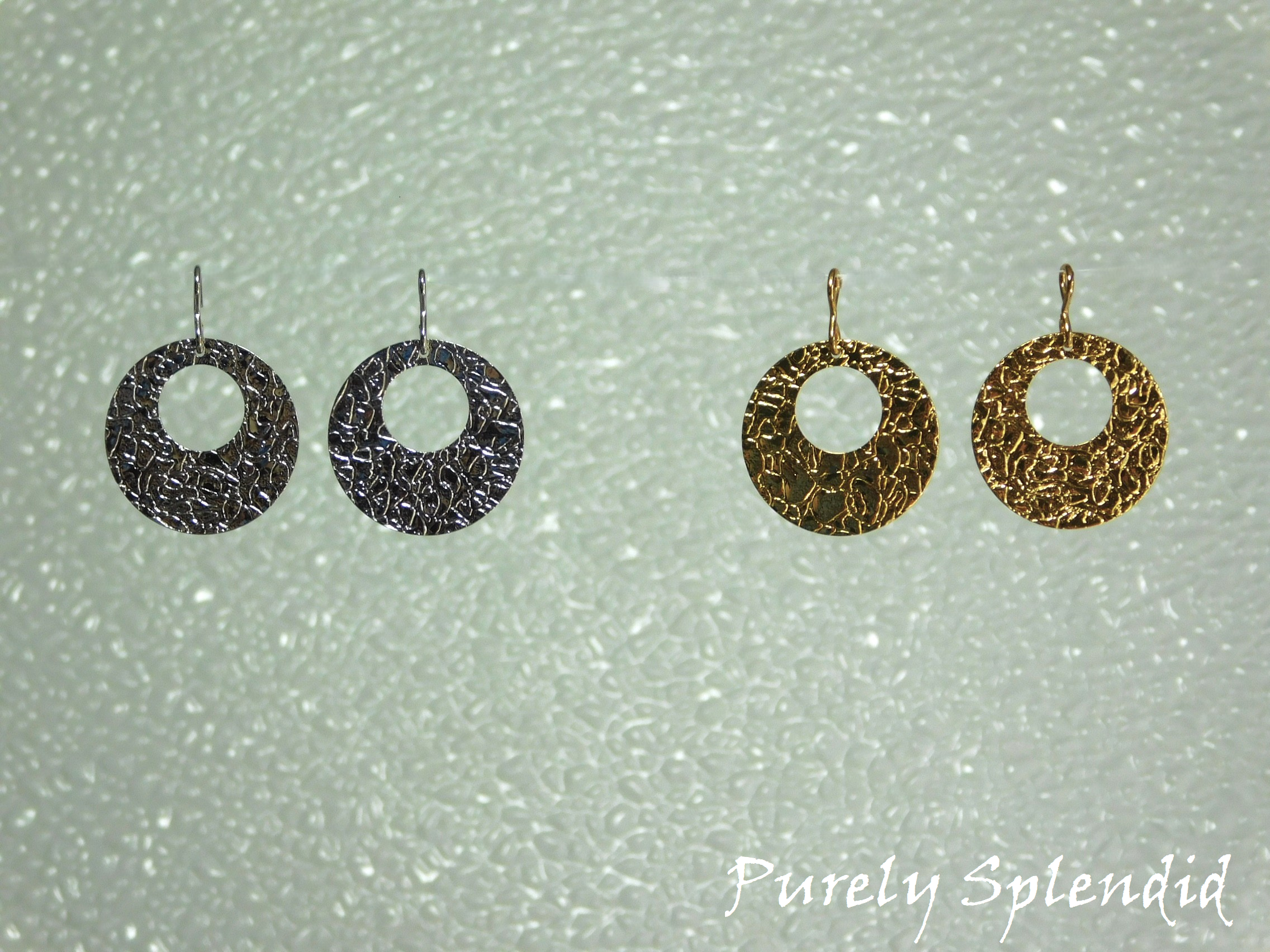 Choice of silver or gold Textured Flat Hoop Earrings for 18 inch dolls