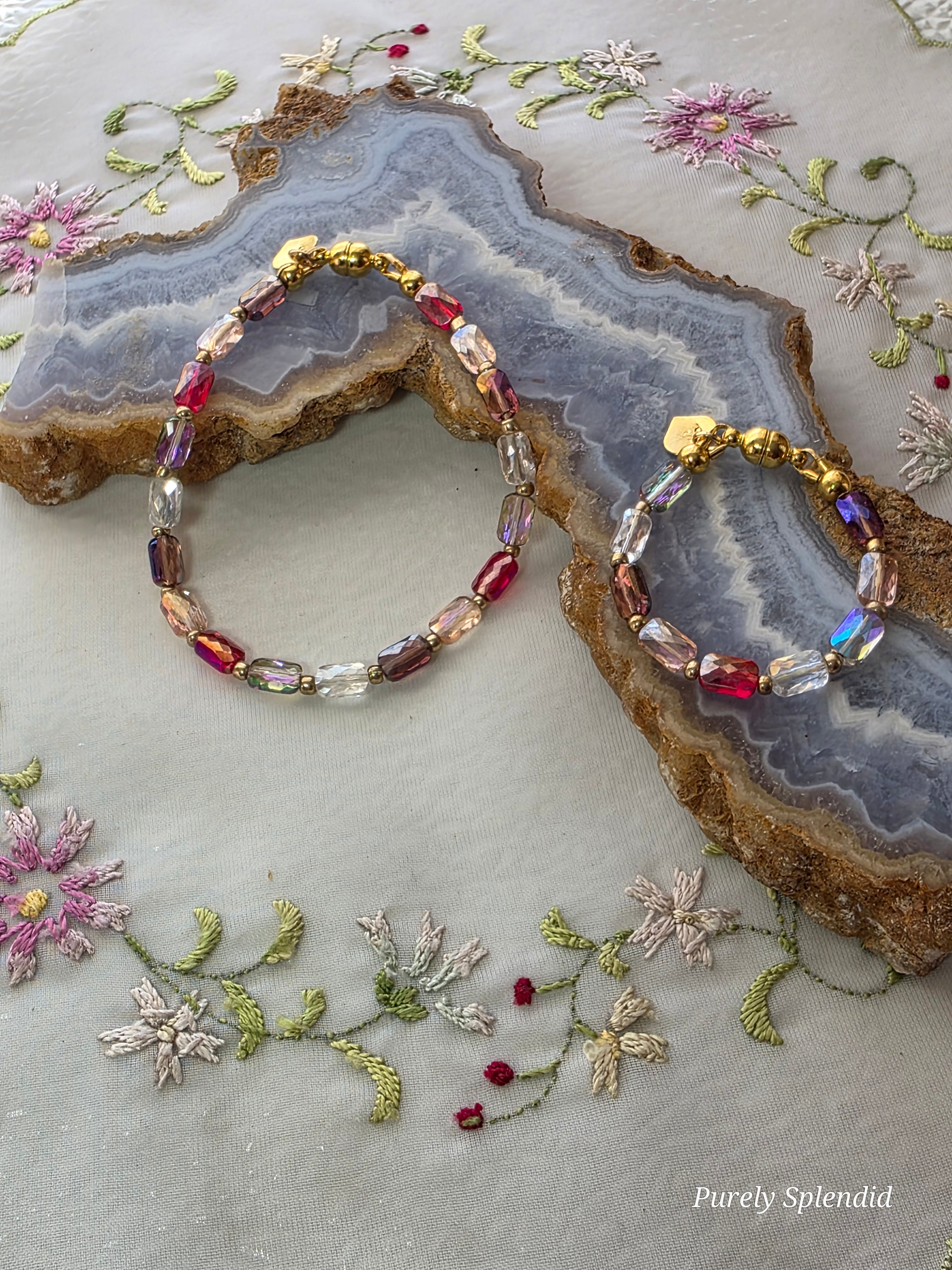 Multi-Colored Crystal Necklace & Bracelet Set for Girl Dolls