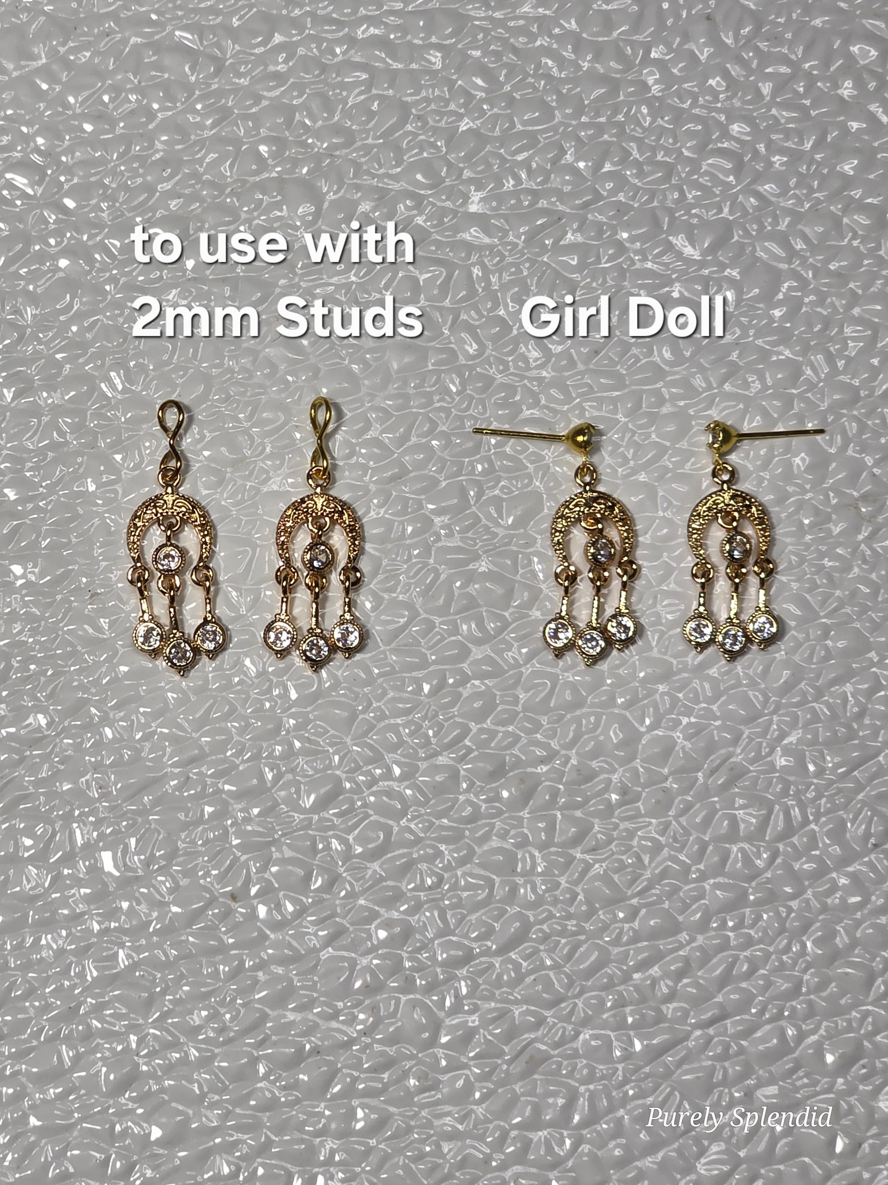 Indian Earrings for dolls who wear 2mm Studs and dolls who have pinholes