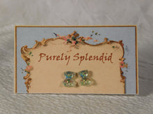 Load image into Gallery viewer, Light Green Bear Stud Earrings shown on a Purely Splendid presentation card

