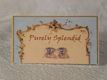 Load image into Gallery viewer, Light Purple Bear Stud Earrings shown on a Purely Splendid presentation card

