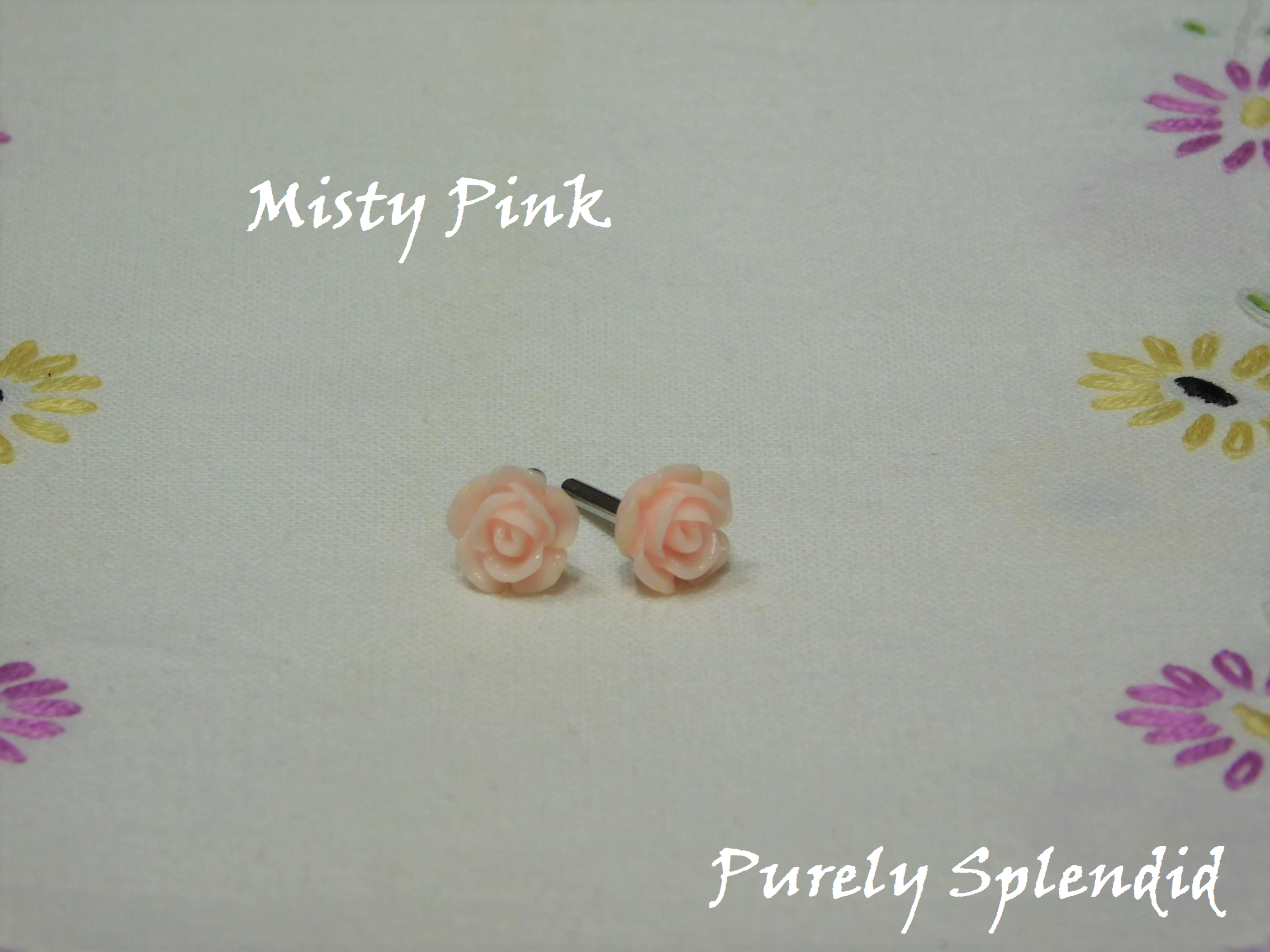 Misty Rose colored Rose Stud Earrings for dolls