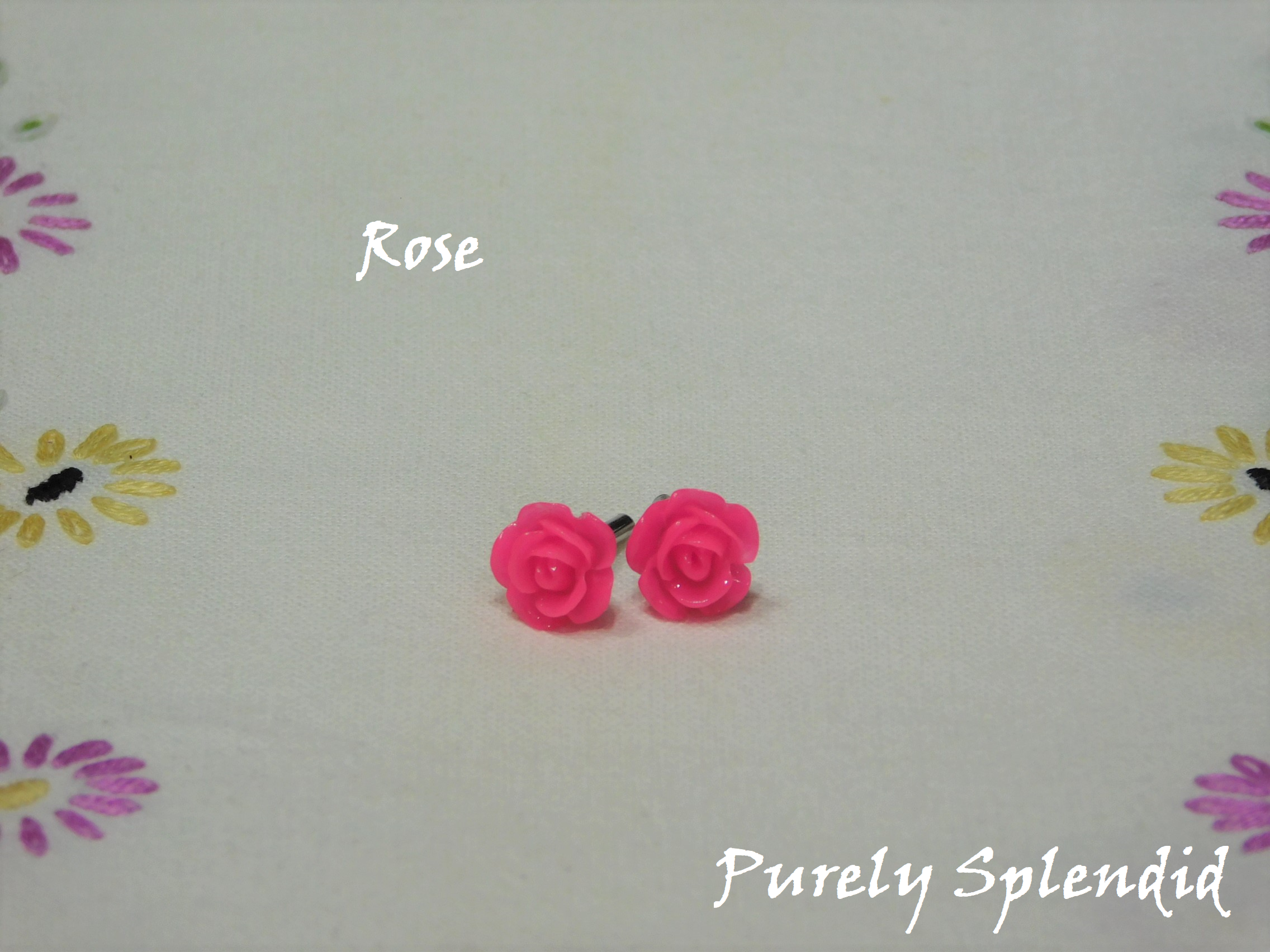 Rose colored Rose Stud Earrings for dolls