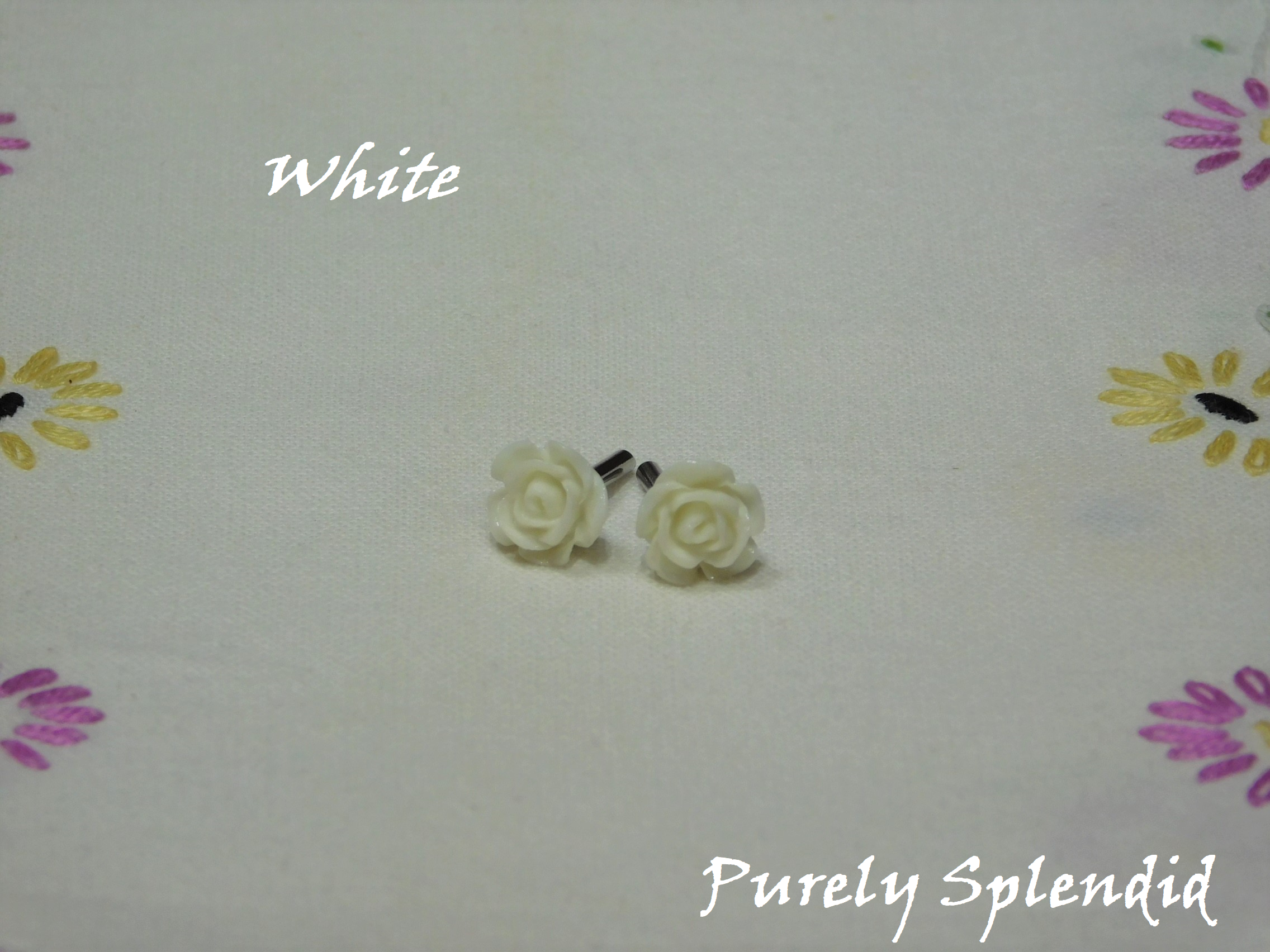 White colored Rose Stud Earrings for dolls