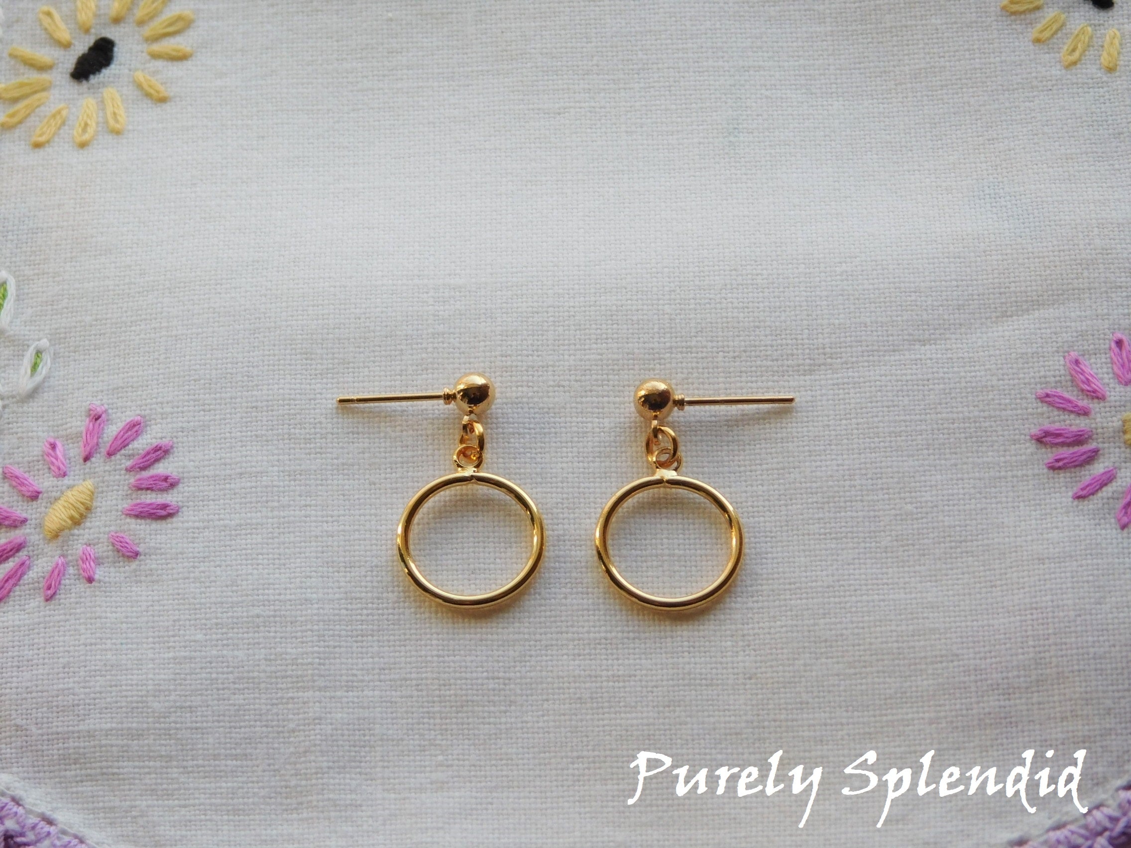 Small Gold Hoop Girl Doll and ME Earrings