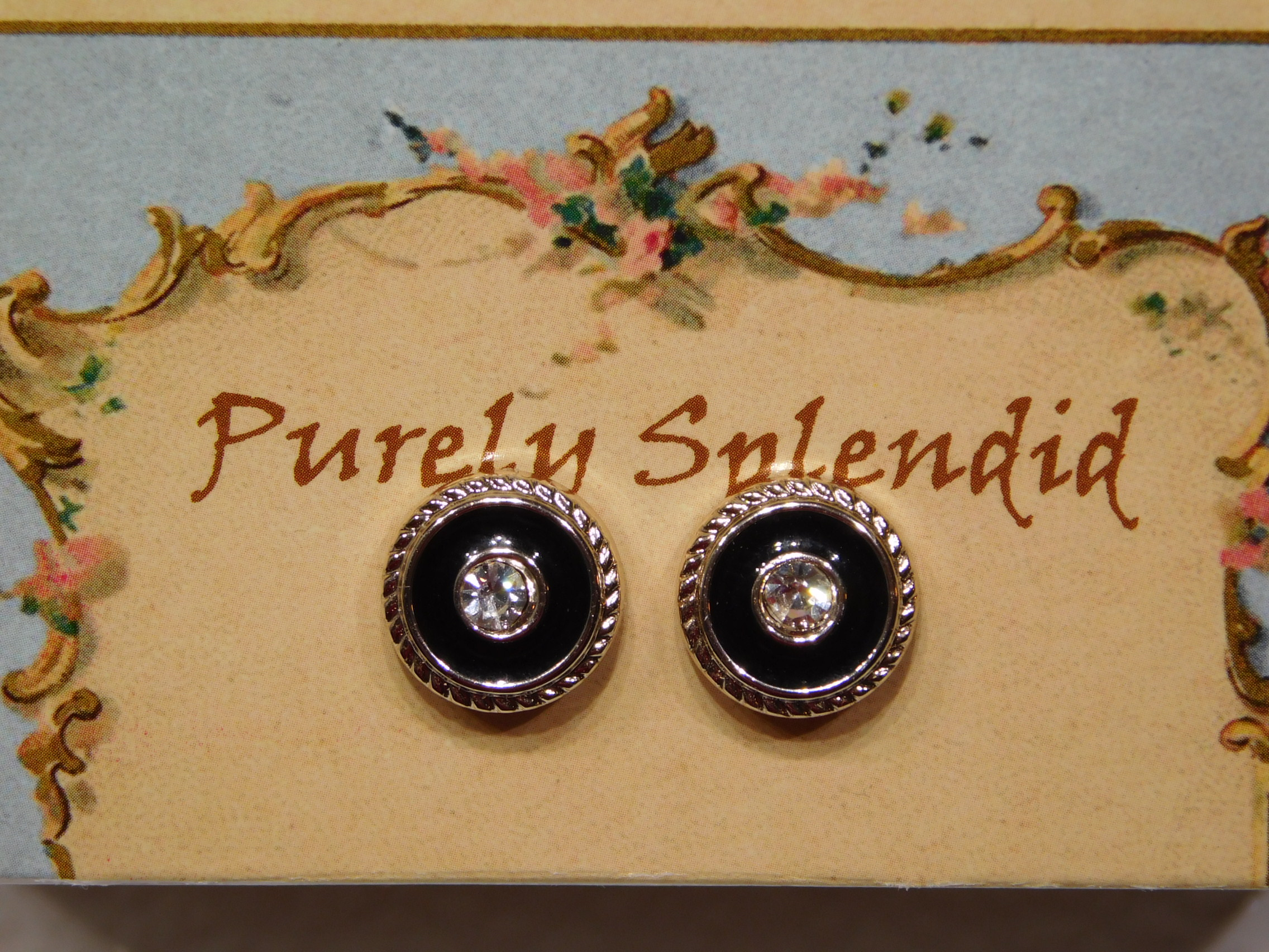 Large Sparkling Black Glamour Stud Earrings for dolls who wear 2mm sized studs