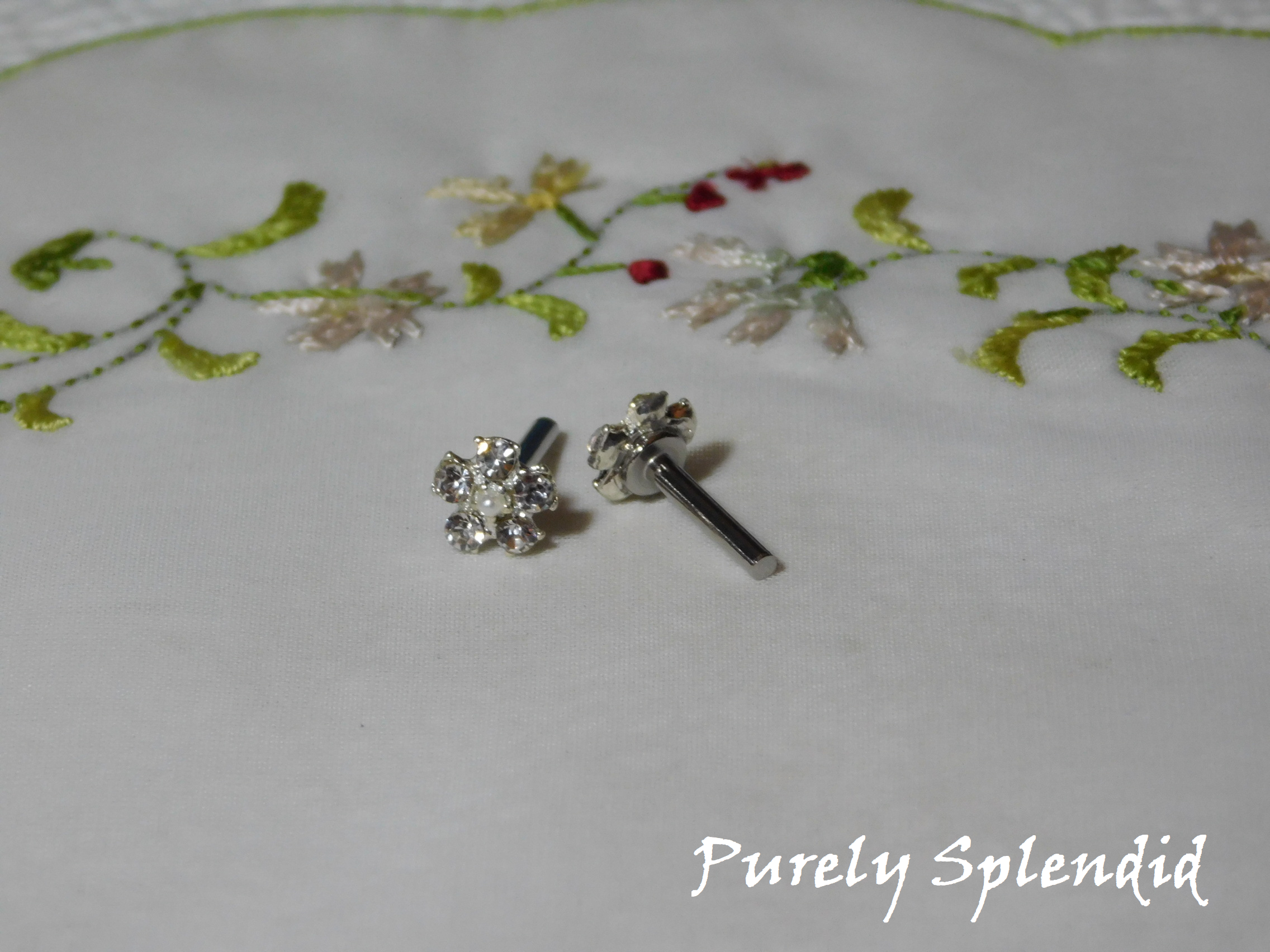 Sparkling Flower Studs for dolls who wear 2mm studs