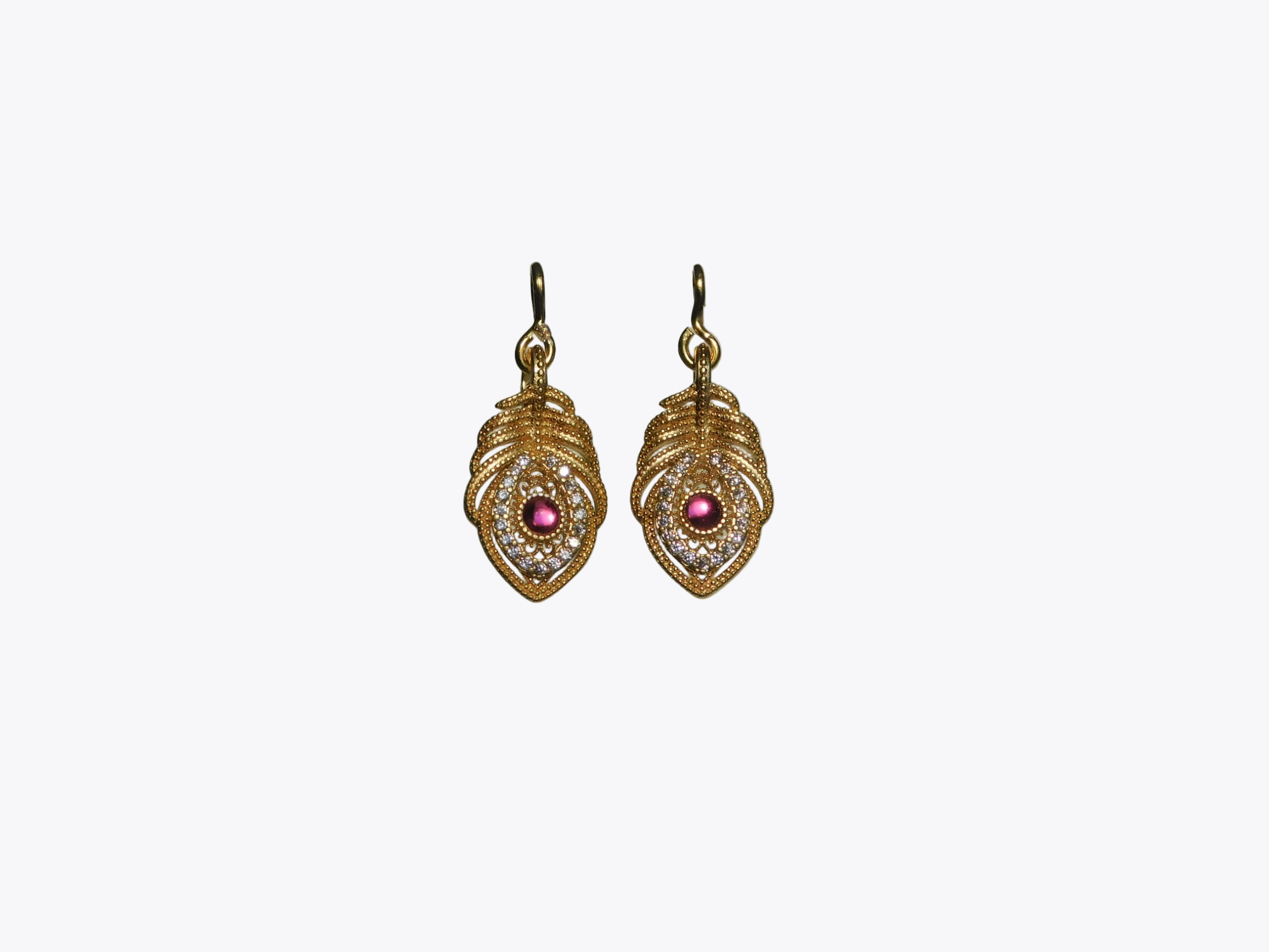 Sparkling Golden Peacock Feather Earrings for dolls