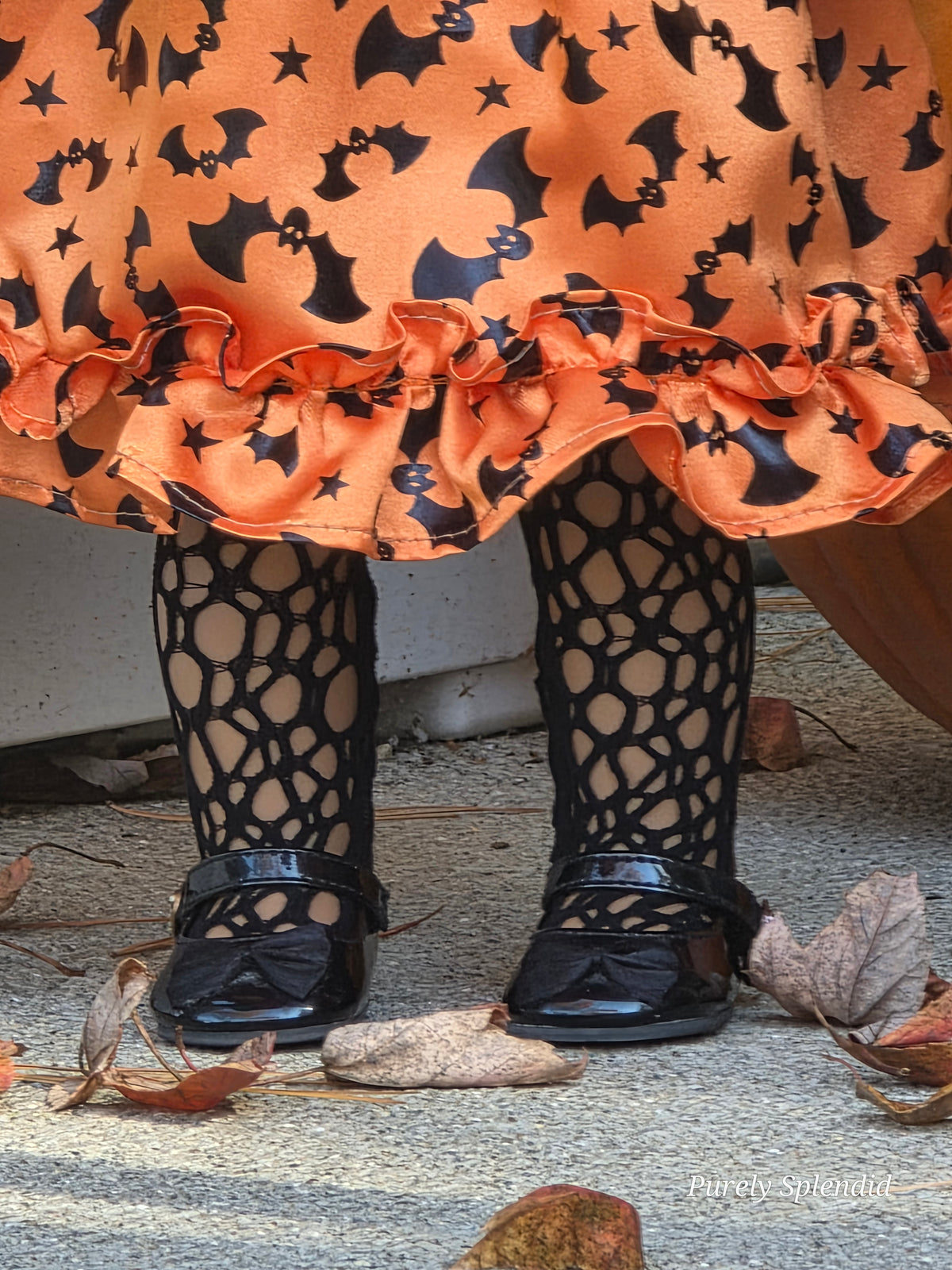 18 inch doll wearing Black Random Hole Fishnet Tights / American made / Purely Splendid