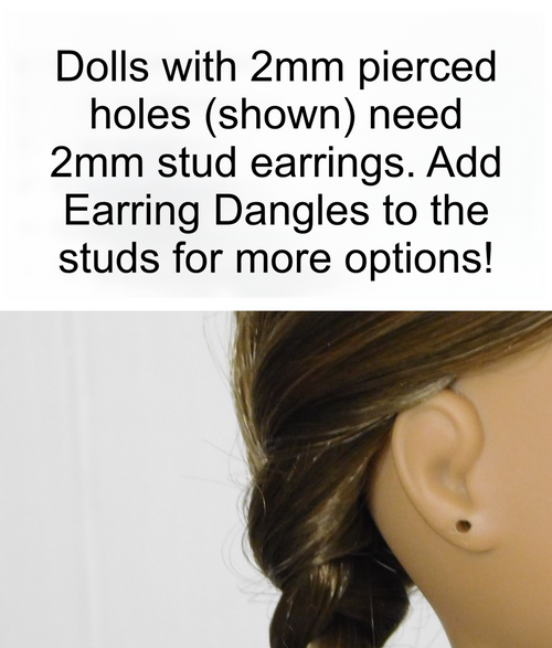 18 inch doll shown with a 2mm earring hole - reference