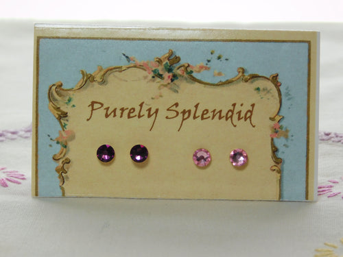 Amethyst and Light Rose Studs for dolls