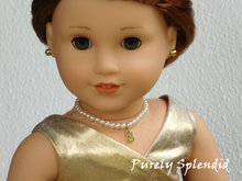 Load image into Gallery viewer, Pearl Necklace with the letter B worn by an 18 inch doll
