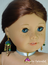 Load image into Gallery viewer, 18 inch doll wearing a pair of Ariel Earrings with shells and dangling star fish
