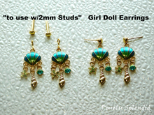 Load image into Gallery viewer, two types of earrings - to use with 2mm Studs and Girl Doll Earrings
