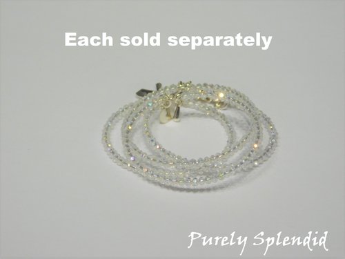 a stack of Aurora Borealis Stacking Bracelets look lovely worn together. Each sold separately