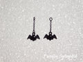 American made bat earrings for 18 inch girl doll with jet black crystal studs | Purely Splendid
