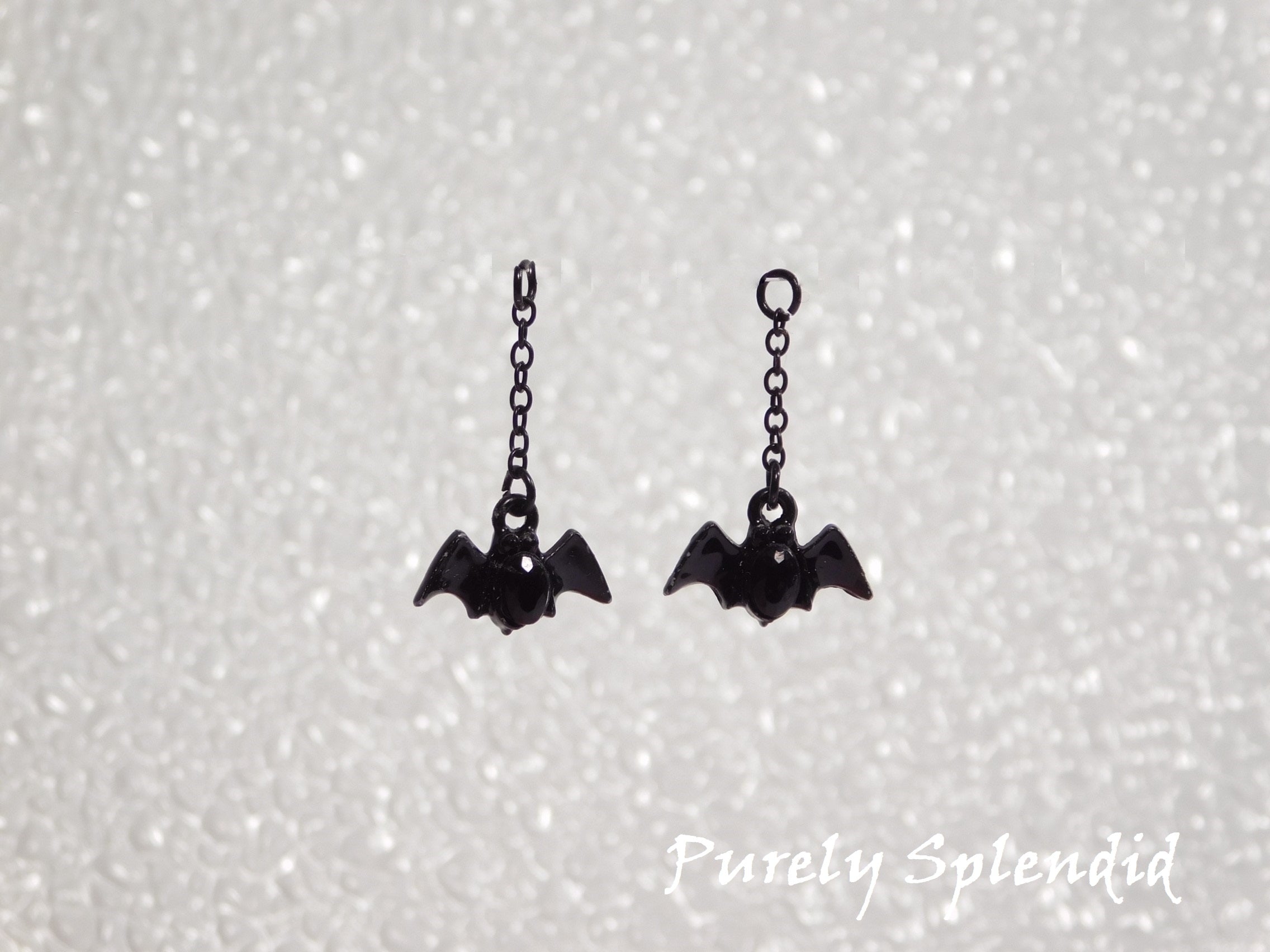 Sparkling Bat Earring Dangles for dolls who wear 2mm studs
