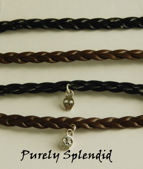 Braided Bracelet for 18 Inch Dolls - Black Brown with Skull Charm Options | Purely Splendid

