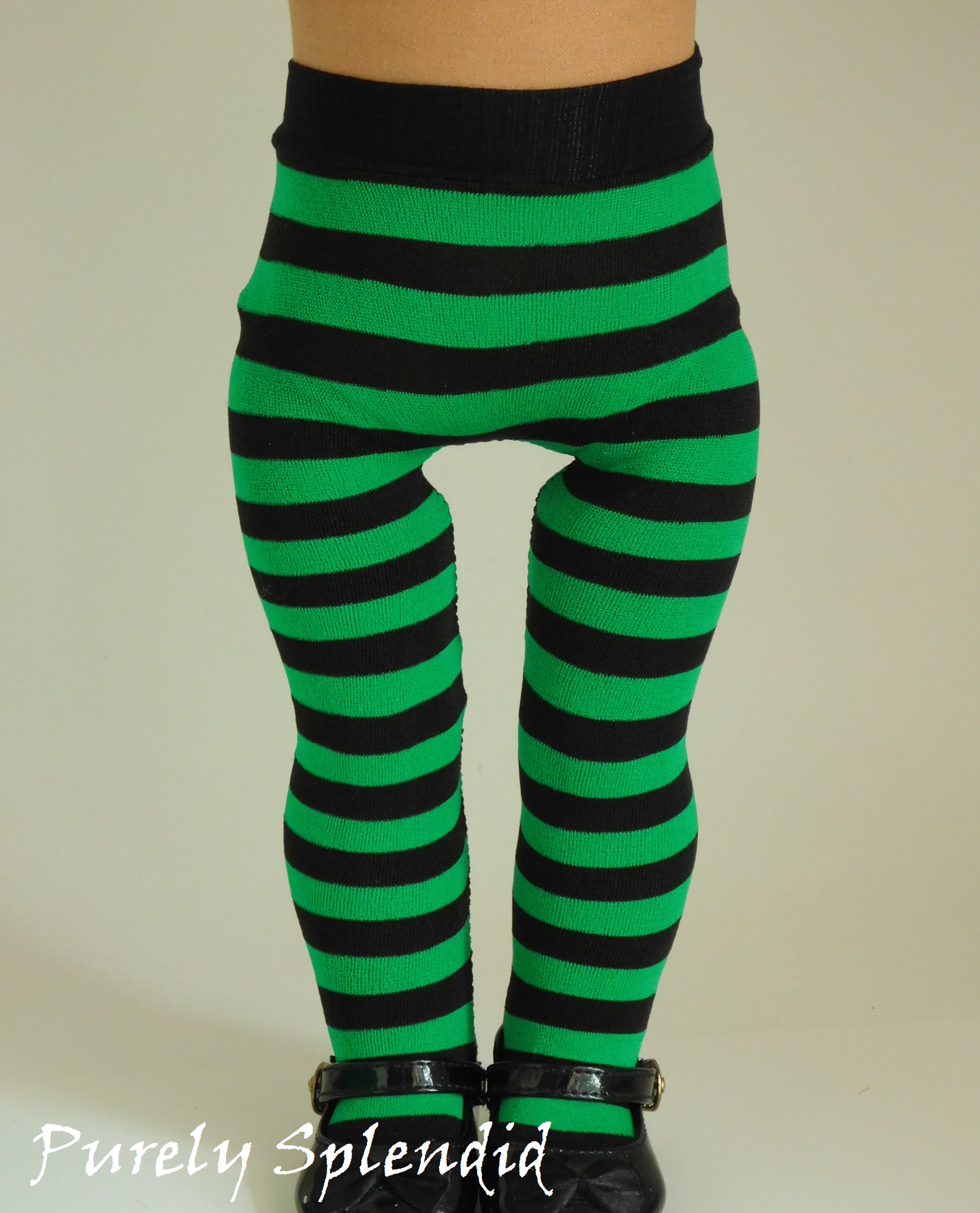 Black and Green Striped Tights for 18 inch dolls
