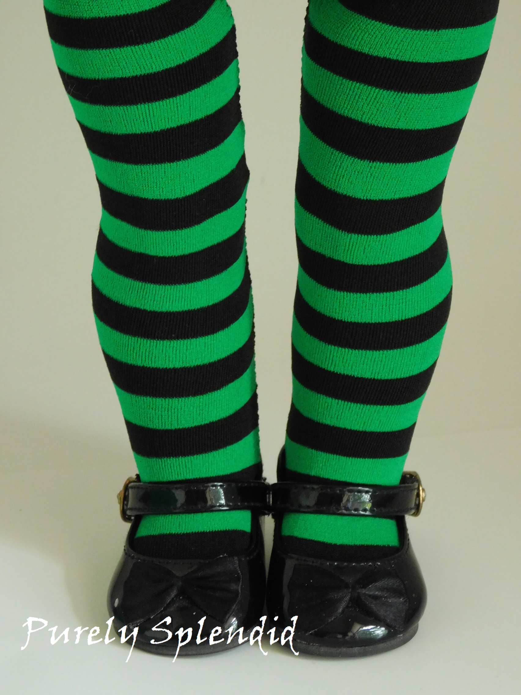 Green and Black Striped Tights for 18 inch dolls
