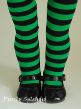 Load image into Gallery viewer, Green and Black Striped Tights
