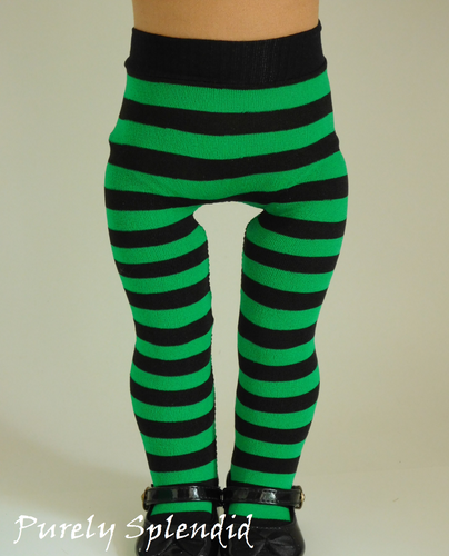 Black and Green Striped Tights for 18 inch dolls