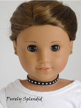 Load image into Gallery viewer, 18 inch doll shown wearing a Black Choker with Silver Studs
