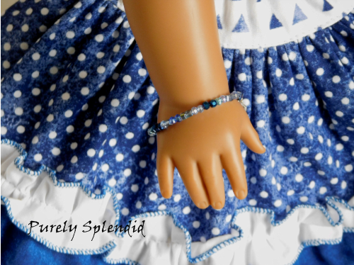 18 inch doll shown wearing Sparkling Blue Stacking Bracelet 