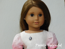 Load image into Gallery viewer, 18 inch doll shown wearing the Silver and Black Cameo Brooch
