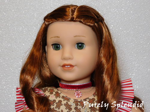 Red velvet Christmas choker with candy charm - 18 inch girl doll jewelry
