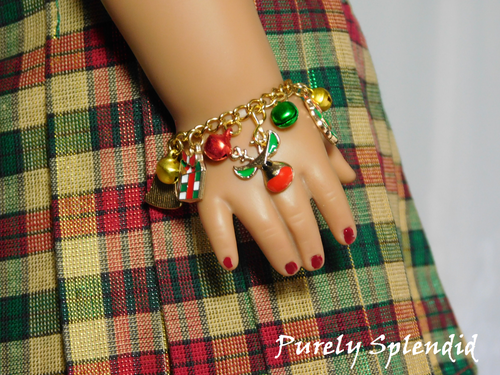 Christmas Charm Bracelet for 18 Inch Girl Dolls - Reindeer Gift Tree Charms | Purely Splendid