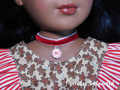 Christmas Candy Choker Necklace with red velvet and white trim for 18 inch girl dolls - American made | Purely Splendid
