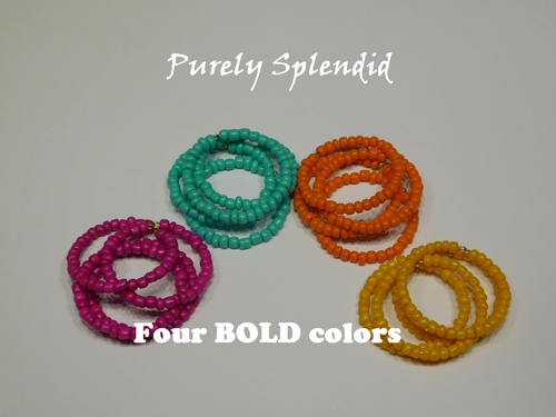 Chunky stacking bracelet set of 4 in hot pink, teal, orange and yellow for 18 inch girl dolls
