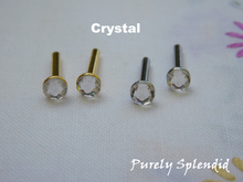 Load image into Gallery viewer, Crystal 2mm Stud Earrings in either silver or gold base
