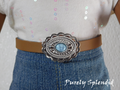 Light Brown Concho Belt worn by an 18 inch doll