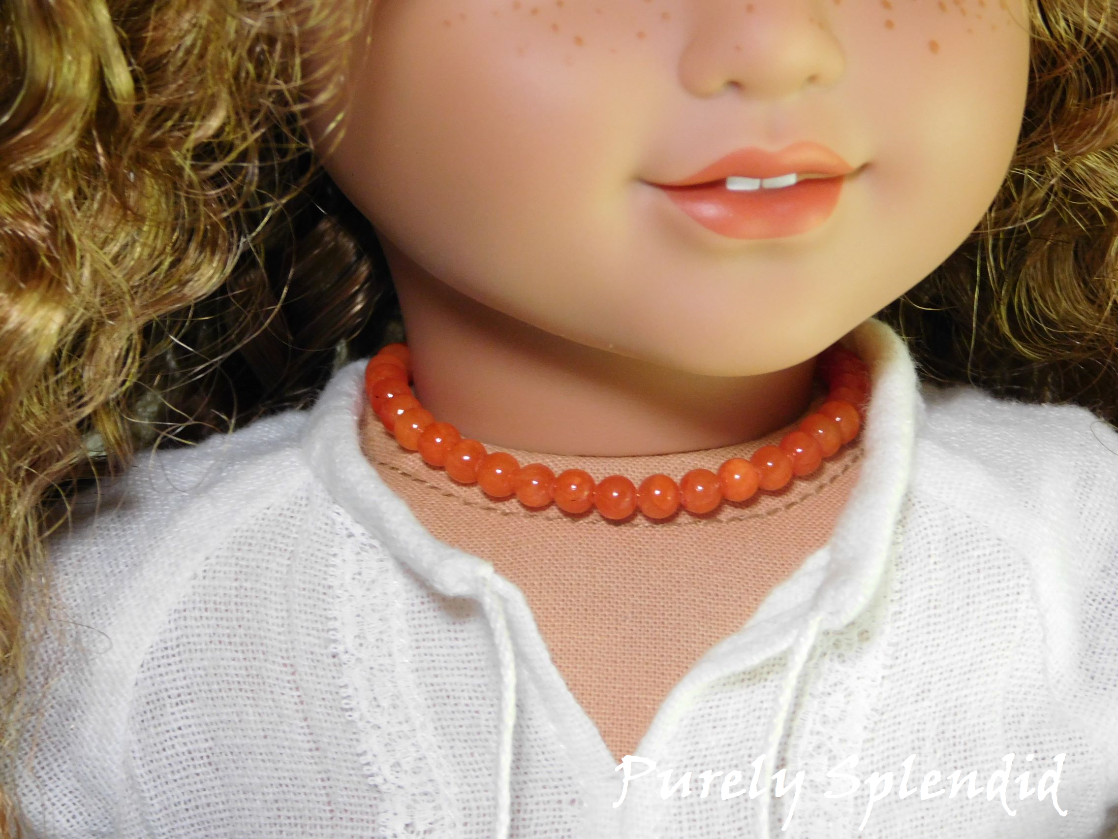 Coral Necklace for 18 inch girl dolls like Felicity American made | Purely Splendid
